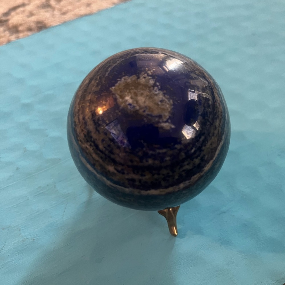 Lapis Lazuli sphere on stand from Afghanistan lots of gold flake